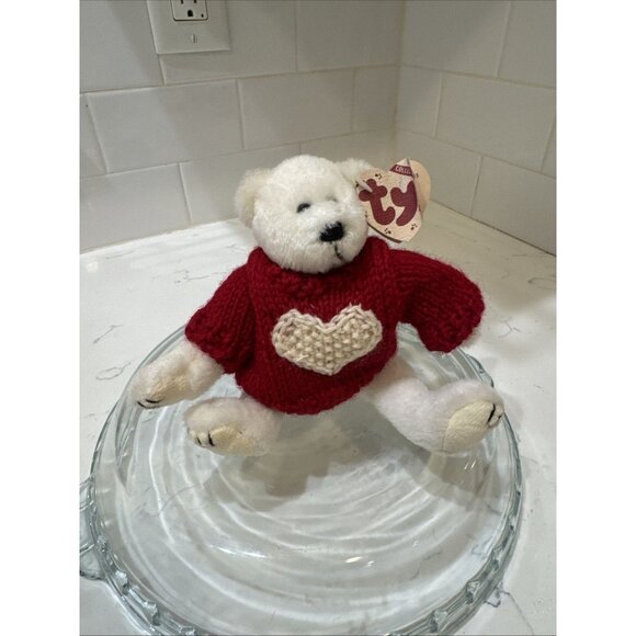 Ty Attic Treasures Nicholas the White Bear 6015 Red Sweater Vintage 1993 Retired - Picture 1 of 8